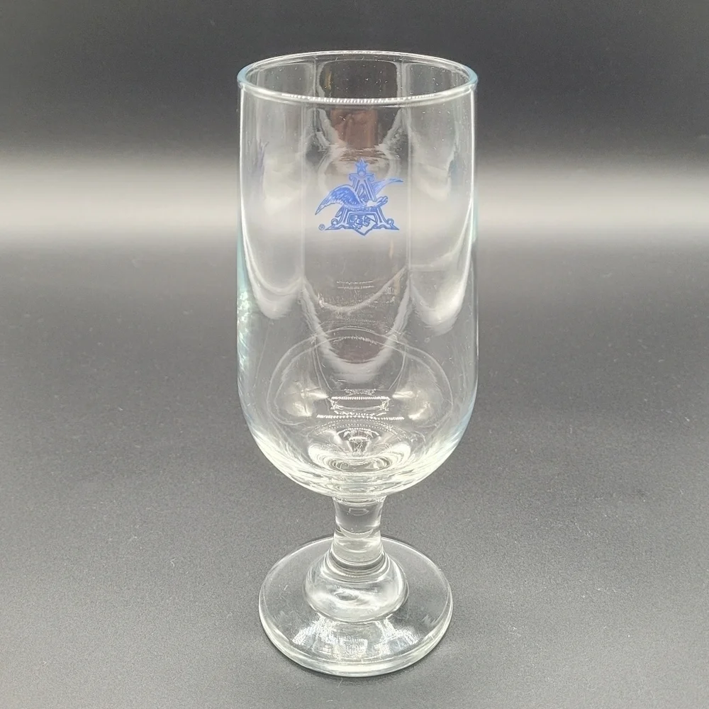 Vintage Anheuser-Busch Stemmed Glass Blue Logo Barware 7